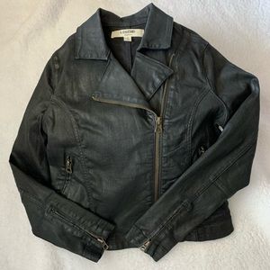 Lucky Brand Waxed Canvas Cropped Moto Jacket